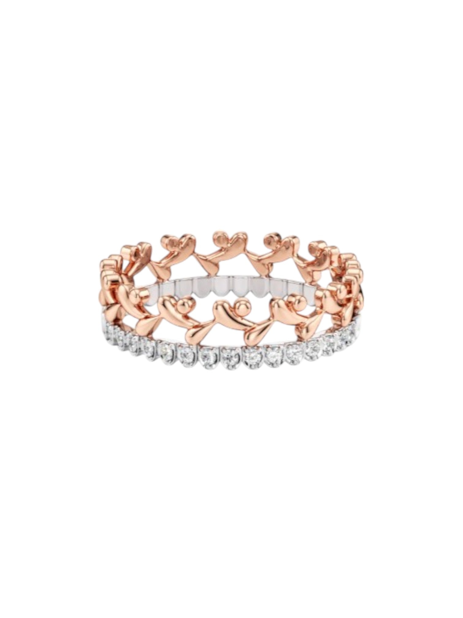 Tiara 925 Sterling Silver Rose Gold Plated CZ Stone Light Weight Ring For Women By Kesardeep